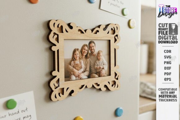 Download Fridge Magnet Photo Frame Laser Cut |CNC - Photo frame Collection