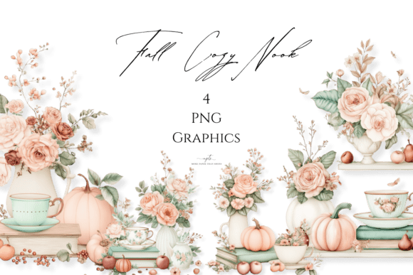 Download Cozy Pastel Florals, Pumpkins &amp; Teacups - Pumpkins Collection