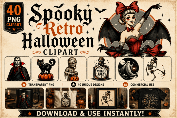 Download Retro Halloween Clipart Collection Vol.3 - Premium Resources