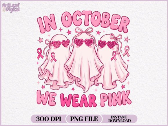 Download In October We Wear Pink Ghost PNG - October Collection